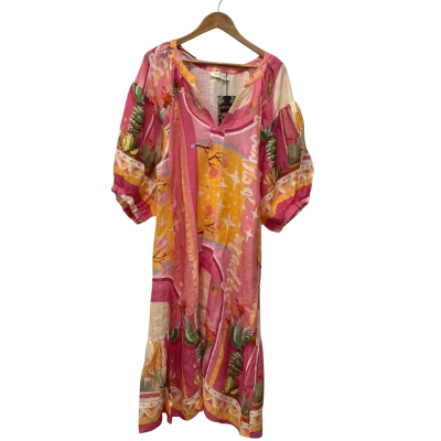 Lacassa Womens  Size M / S Midi Dress Multicoloured / Pink  