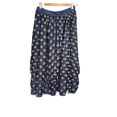  Womens  Size M Ruffled Hemline Skirt Navy Blue / Pattern 