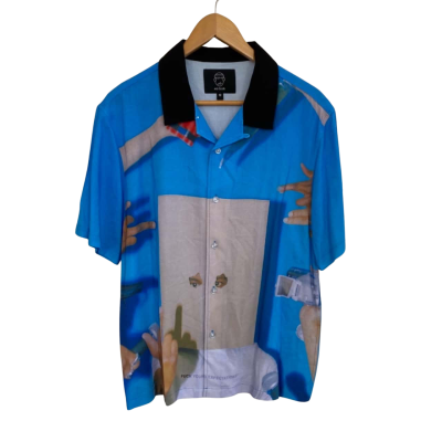 AG Club Mens  Size M Printed Shirt Blue / Multicoloured 