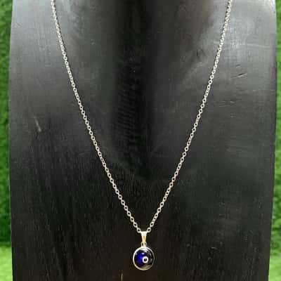 Sterling Silver Evil Eye Necklace (Stamped 925)