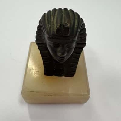 Miniature Stone/Brass Edwardian Egyptian Pharaoh Figurine/paperweight