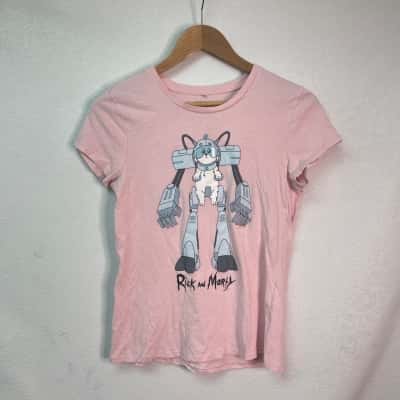  Rick & Morty Womens Size S Short Sleeve Shirt Pink  