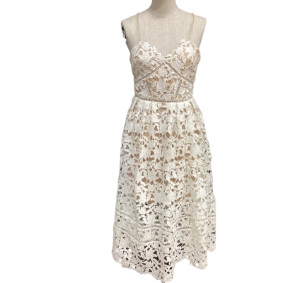 NEW - Seed Heritage Lace  Size 6 Shoestring Strap Dress Beige / White 