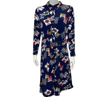 Leona Edmiston Womens  Size 4 Maxi Dress Multicoloured / Navy Blue 