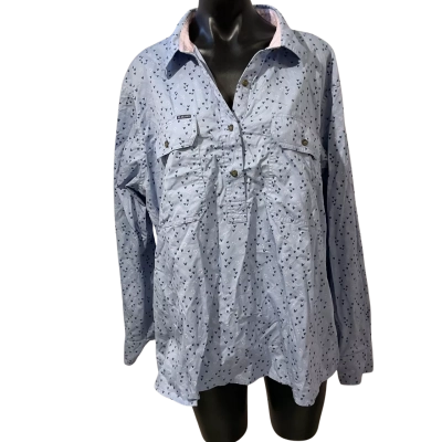 RB Sellars Womens  Size 22 Long Sleeve Top Blue / Pattern 