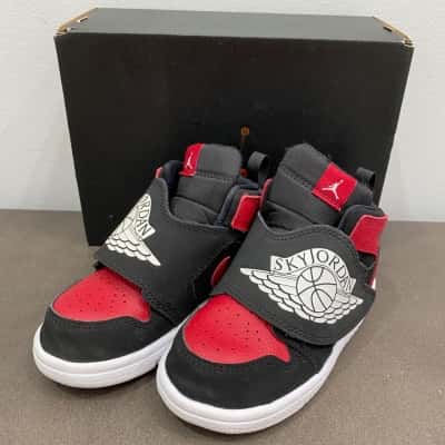 Nike Kids Sky Jordan 1 (TD) Shoes Size 8C Black  / Red 