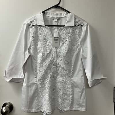 Boo Radley Womens  Size 12 3/4 Sleeve Shirt White 