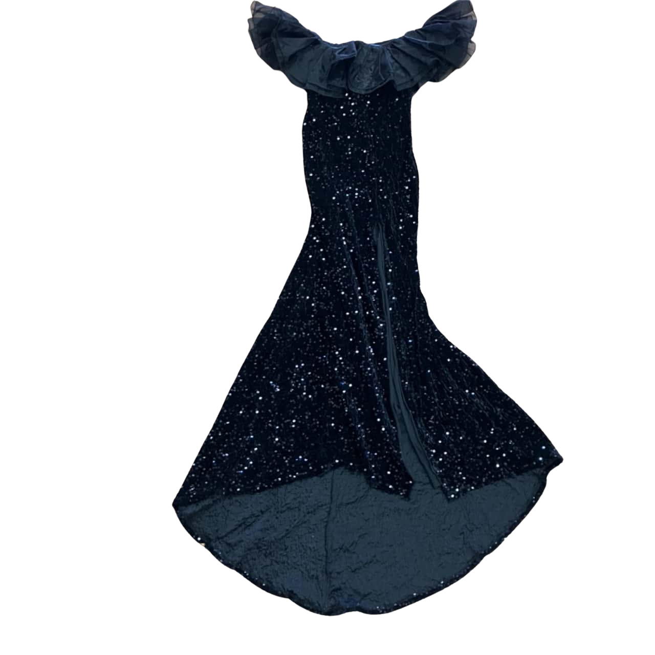Faeriesty Off Shoulder Ruffle Sequin Dress Size M Black (s) - Used Very Good | Salvos Stores Faeriesty Off Shoulder Ruffle Sequin Dress Size M Black (s) - Used Very Good | Salvos Stores