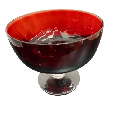 Vintage Ruby Red Glass Pedestal Bowl