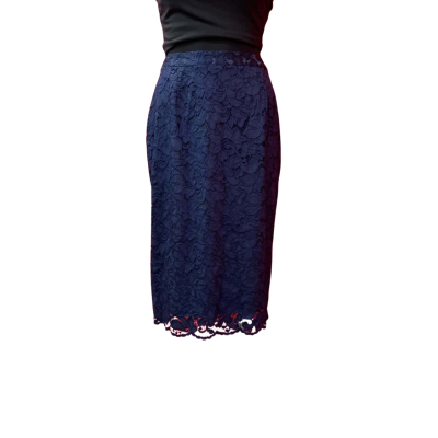 Portmans Womens Lace, Lined Skirt Size 12 Navy Blue RRP: $89.95