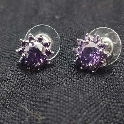  Womens Earrings Purple / Silver 