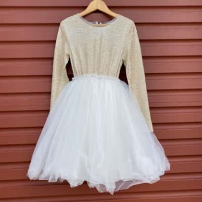 Origami Kids Size 8 Sparky Gold/White Tutu/Party Dress 