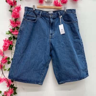 Absent Mens Denim Baggy Shorts Size 38 Blue 
