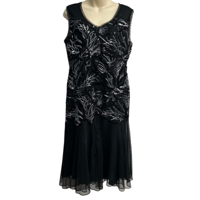 BNWT Liz Jordan Size 14 Black Sequin Dress   