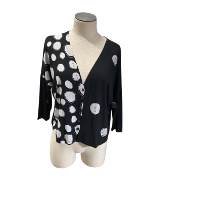 Alembika Black/White 3/4 Sleeve Cardigan Size 6-8