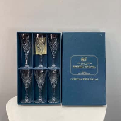 Bohemia Lead Crystal 24%PbO “Cortina Wine 200mL”  - Set of 6