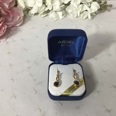 Ariki Womens Genuine Paua Shell 22 Carat Gold Plate Double Twist Drop Earrings