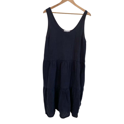 Assembly Label Womens Linen Size 12 Casual Dress Navy Blue 