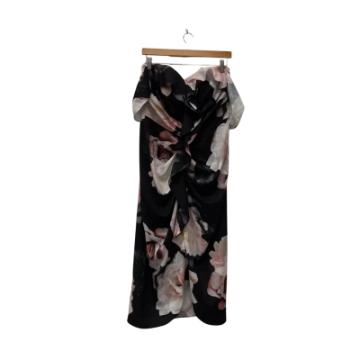 City Chic Size 14 / Plus Size / S Shoestring Strap Dress Black  / Austin Floral 