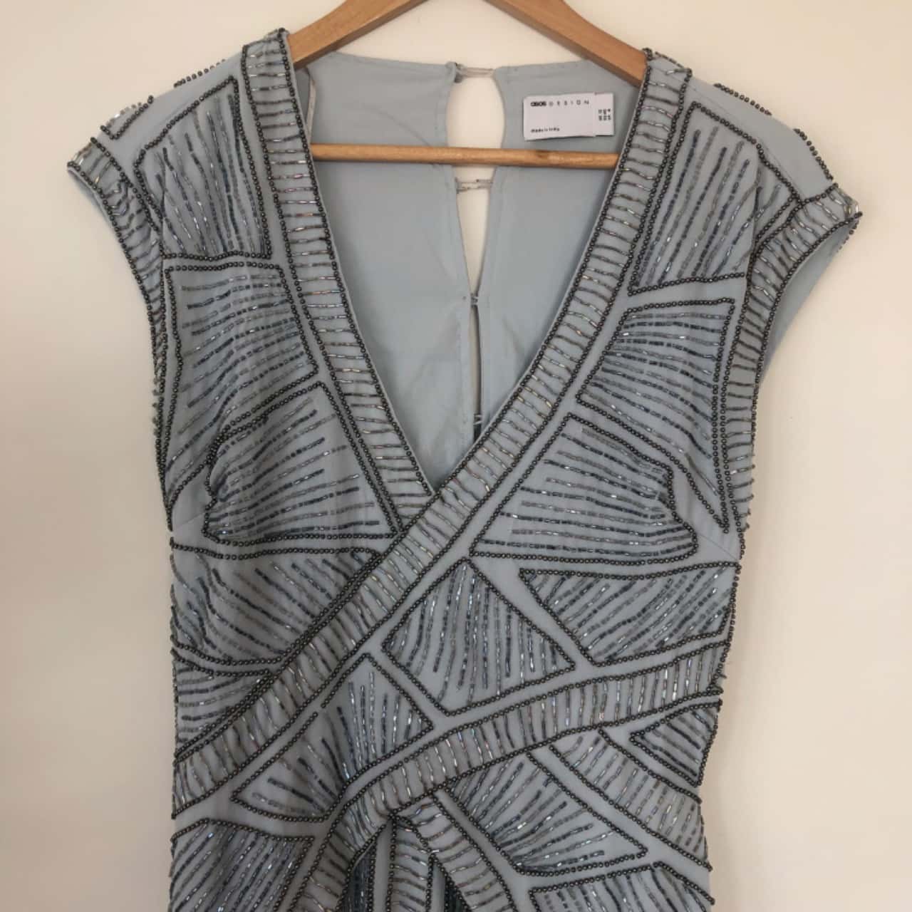 712 Asos REDUCED**Asos Design Soft Blue Embellished Formal Dress. Size 12 (s)