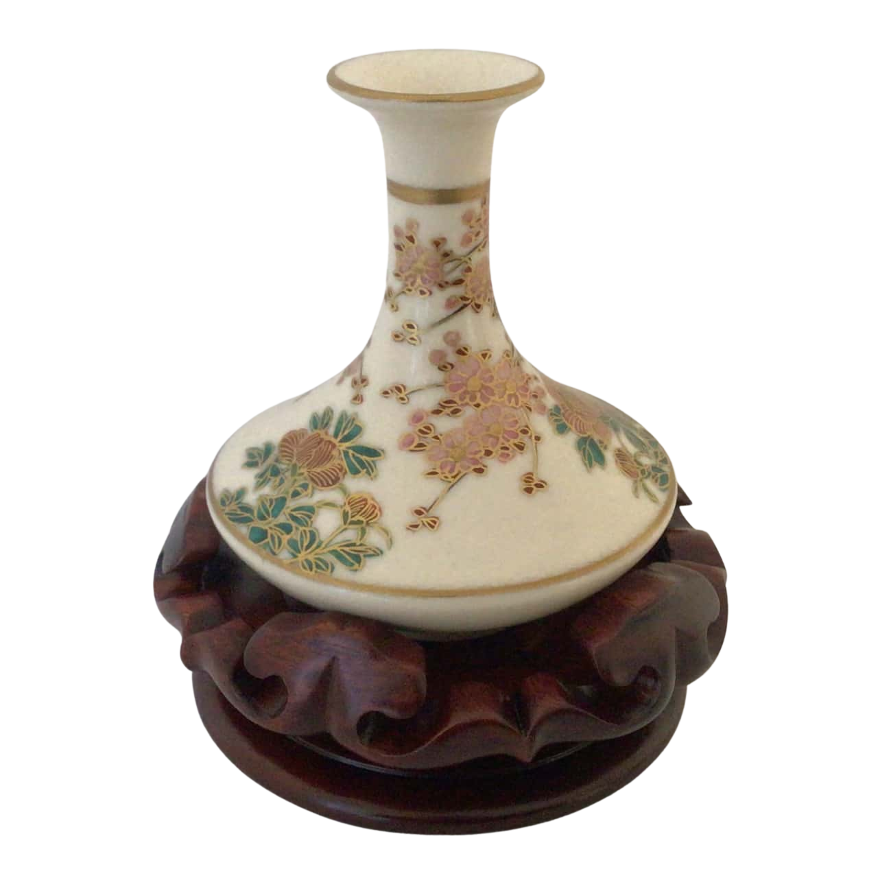 Authentic 10 cm Japanese Vintage Satsuma Ware Pottery Mini Vase on 