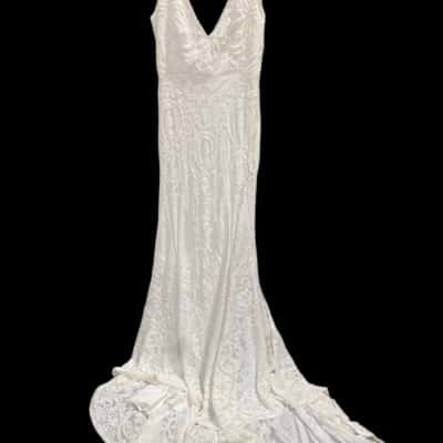 Noodz Kalani pattern sequin gown XXL Cream 