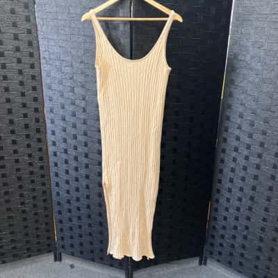 Zulu & Zephyr Womens  Size 10 Shoestring Strap Dress Cream 