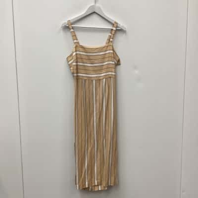 Jag Linen Blend Striped Sleeveless Dress Size 12