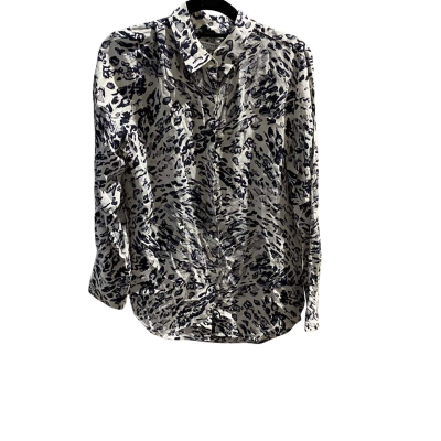 Sportscraft Womens  Size 10 Long Sleeve Shirt Black  / White 100% Silk