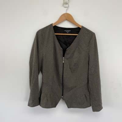 Jane Wimmers Melbourne Grey Front Zip Blazer Size M 