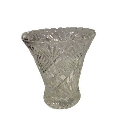 1930s Art Deco Crown Crystal Clear Depression Glass Vase