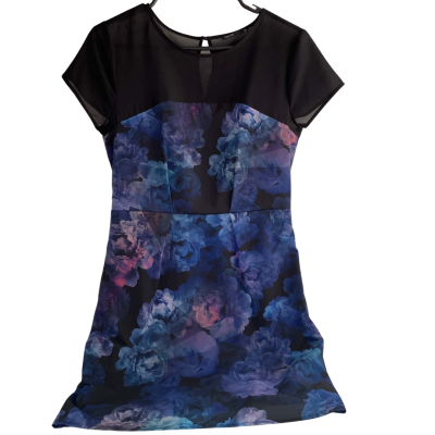 Tokito Short Sleeve Midi Dress Size 10. In Blue/Black 