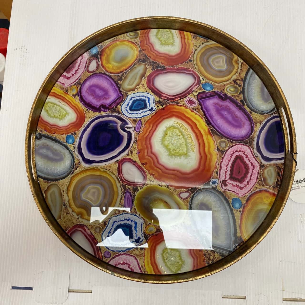 Warm marble serving tray with Different stone accents (s)