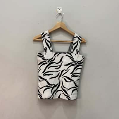 Portmans Womens  Size XS Stretch knit Tank Top Black  / White 