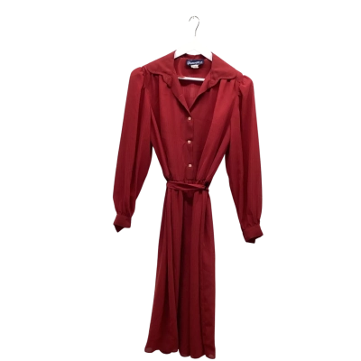 Vintage Garment Co Burgundy Stripe Midi Dress Size 14 Made in Australia