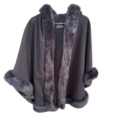 R & J Womens  Size One Size Black Hooded Coat 