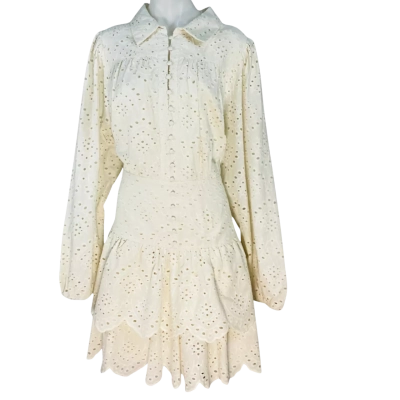 City Chic Womens Tatiana Dress - Long Sleeve - Cream (Size 20/L)