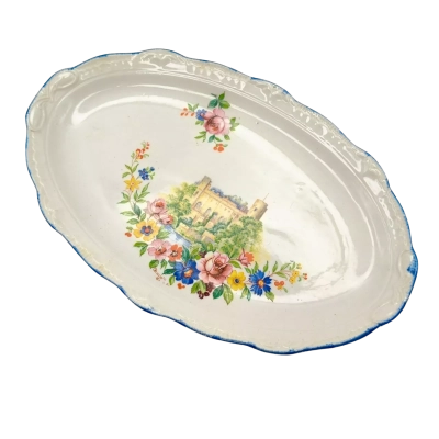 Vintage Swinnertons Staffordshire Warwick Castle 26 cm China Serving Plate - See Pics For Design  (brica shelf)