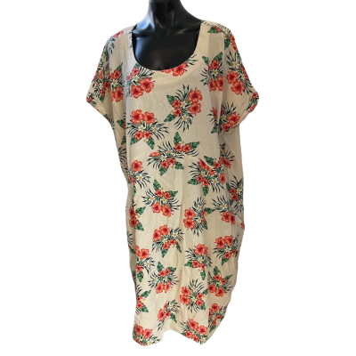 Sara Womens  Size 22 Casual Dress Cream / Floral 