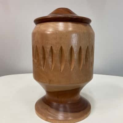 Handcrafted Carved solid wooden footed Bowl 230 x 130mm