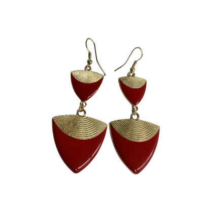 Bold Red and Gold Dangle Statement Earrings