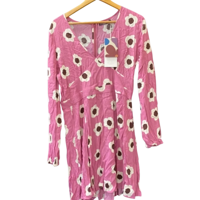 Mister Zimi Giselle Size 14 Long Sleeve Mini Dress Floral / Pink  BNWT