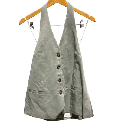  Unison Womens  Size 10 Button Up Top / Halter Neck Top Green / Khaki 