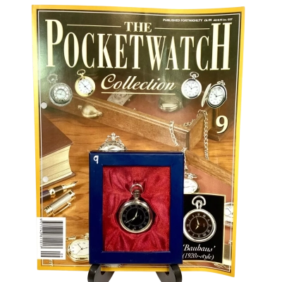 ‘Baubaus’ (1920s-style) #9 Silver/Black Hachette Pocket Watch