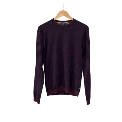 Ted Baker Mens  Size 2 Jumper Maroon / Striped 