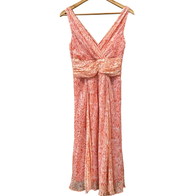 Basque Orange Floral V-Neck Dress Size 10