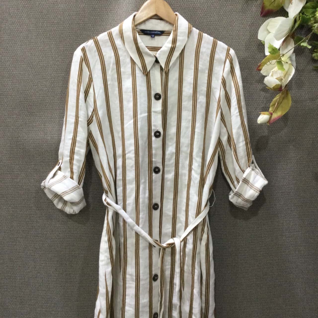 grey brown dress Striped Shirt Dress for Women main image 1