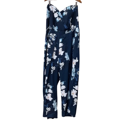 BNWT City Chic Womens Size 26 Jumpsuit Floral / Navy Blue 