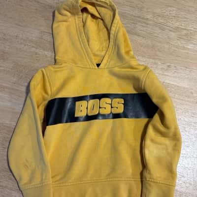 HUGO BOSS Kids Hoodie Size 4 (102cm) Yellow Logo Hoodie