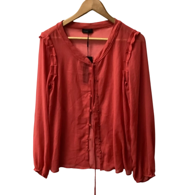 Vero Moda Womens  Size L Long Sleeve Shirt Peach Sheer F